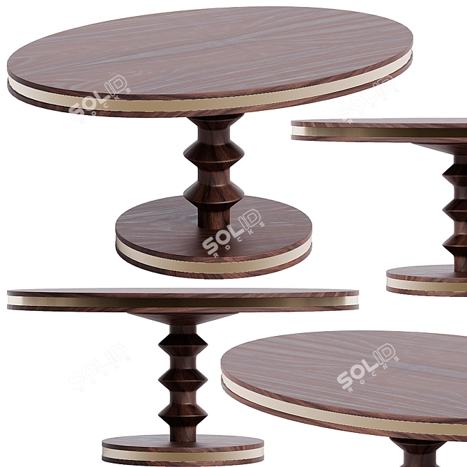 Frida Table in Oak Wood 3D model image 1