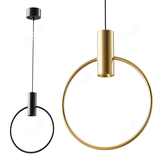 Elegant LED Brass Pendant Light 3D model image 1