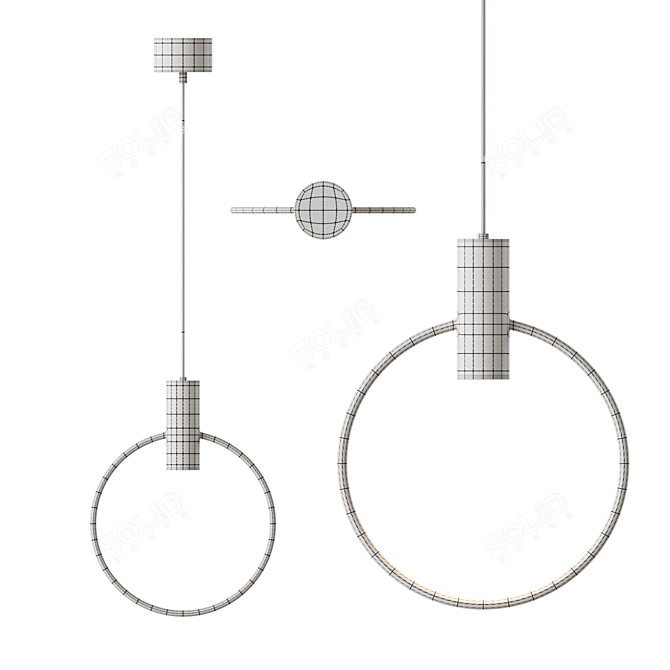 Elegant LED Brass Pendant Light 3D model image 4