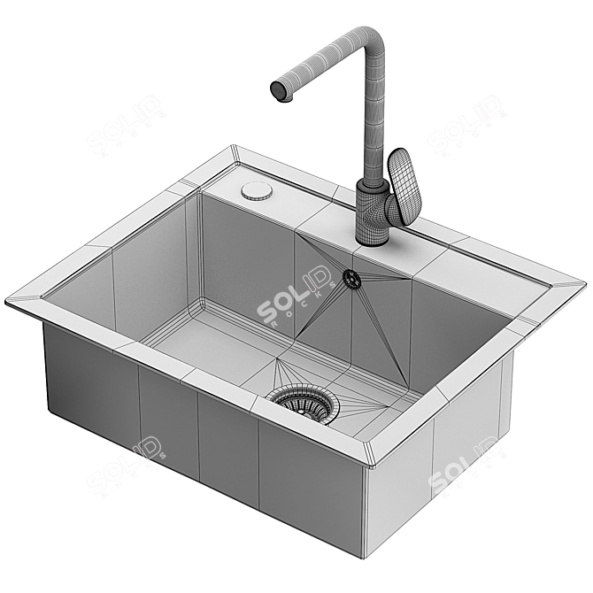 Kitchen Sink with Mixer 3D model image 4