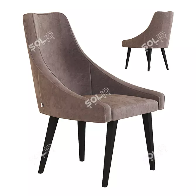 Velvet Grey Mode Chair 3D model image 1