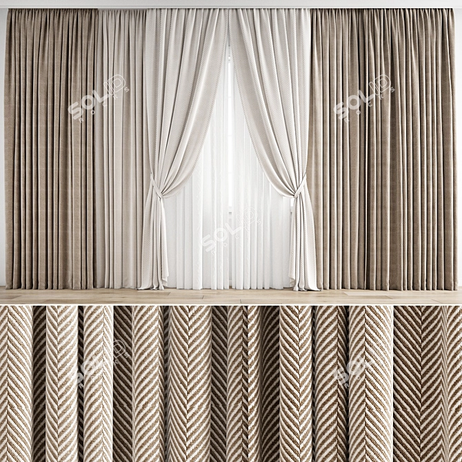 Polygonal Curtain 3D Model Kit 3D model image 1