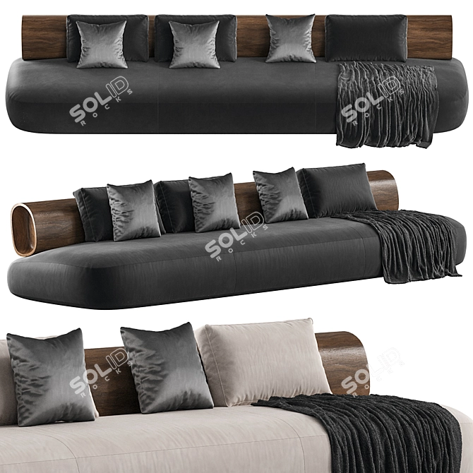 Bamboo-Infused Modern Sofa Model 3D model image 1