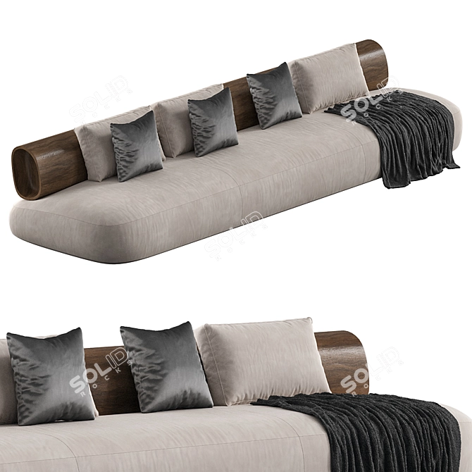 Bamboo-Infused Modern Sofa Model 3D model image 3