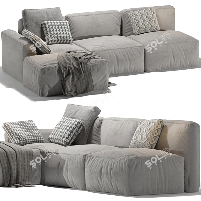 Modern Loft Style Graphite Sofa 3D model image 1