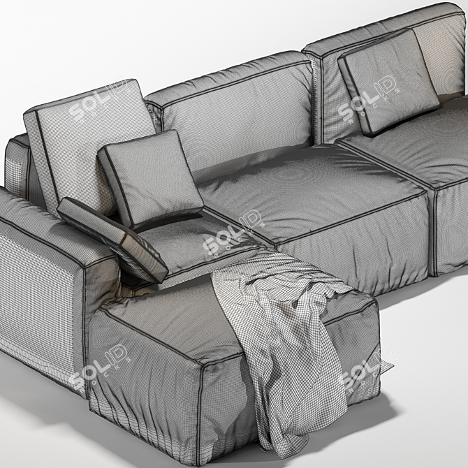 Modern Loft Style Graphite Sofa 3D model image 3