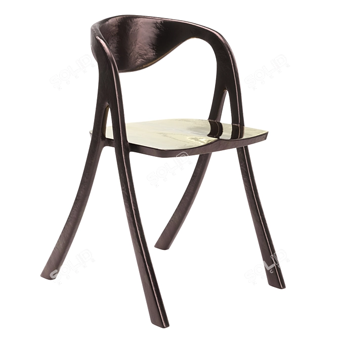 Bronze Japanese Patina Chair Art 3D model image 1