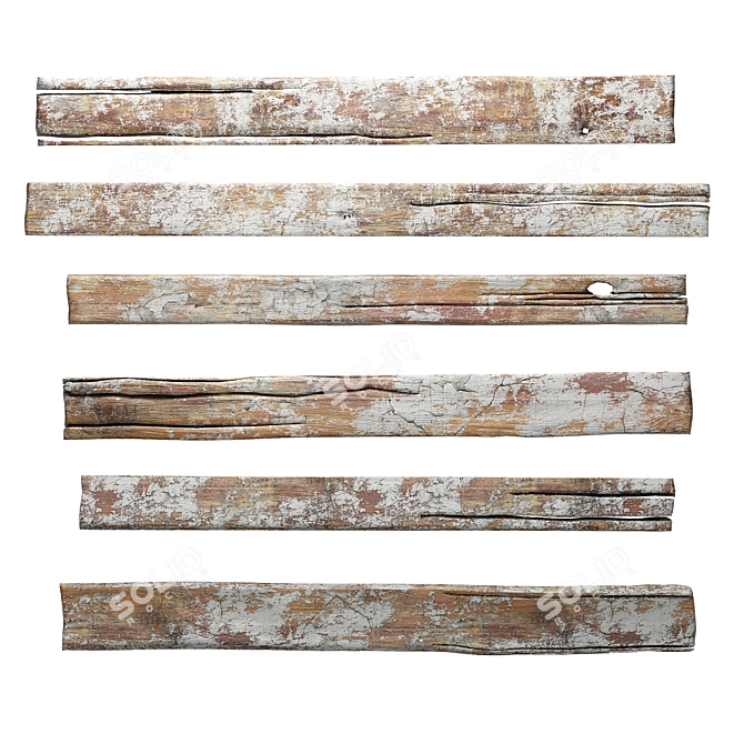 Vintage Painted Board Set 3D model image 3