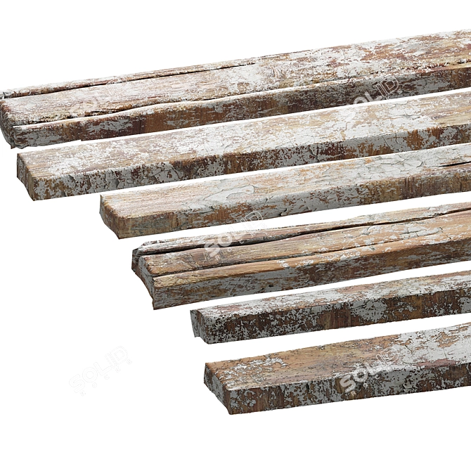 Vintage Painted Board Set 3D model image 4