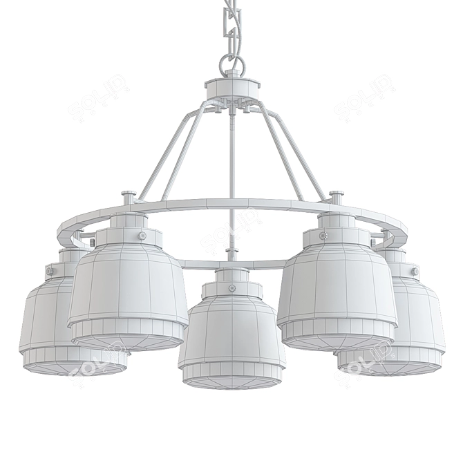 Vintage Wagon Wheel Chandelier 3D model image 2