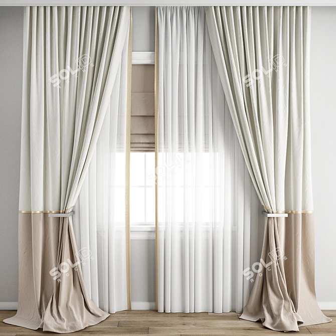  Polygonal Curtain 3D Model Set 3D model image 1