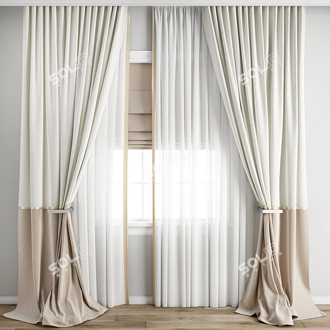  Polygonal Curtain 3D Model Set 3D model image 4