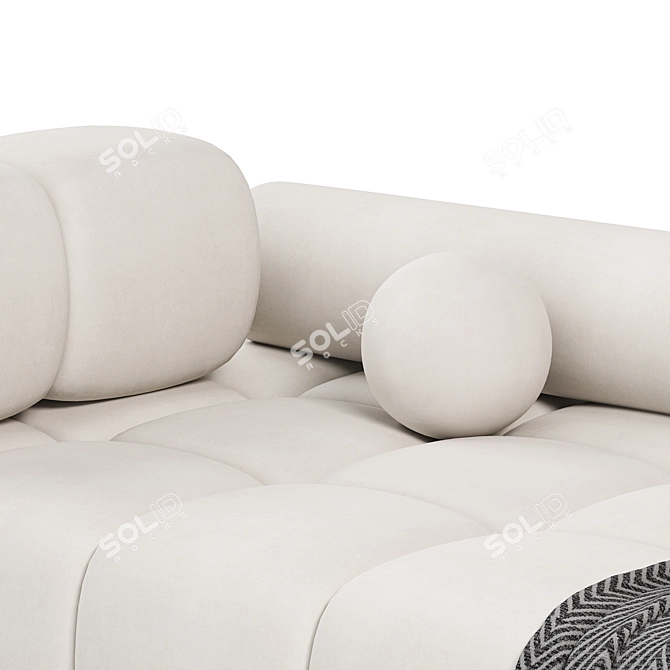 Blue Velvet Modular Sofa Settee 3D model image 4