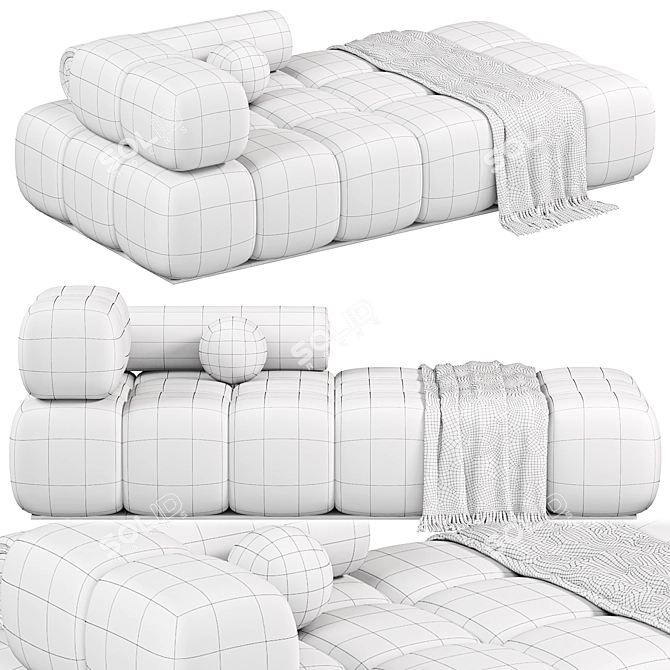 Blue Velvet Modular Sofa Settee 3D model image 5