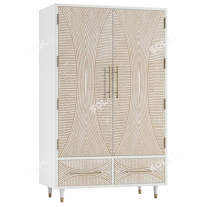 Thalia Carved Armoire 72in Vintage 3D model image 1