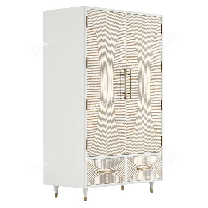 Thalia Carved Armoire 72in Vintage 3D model image 4