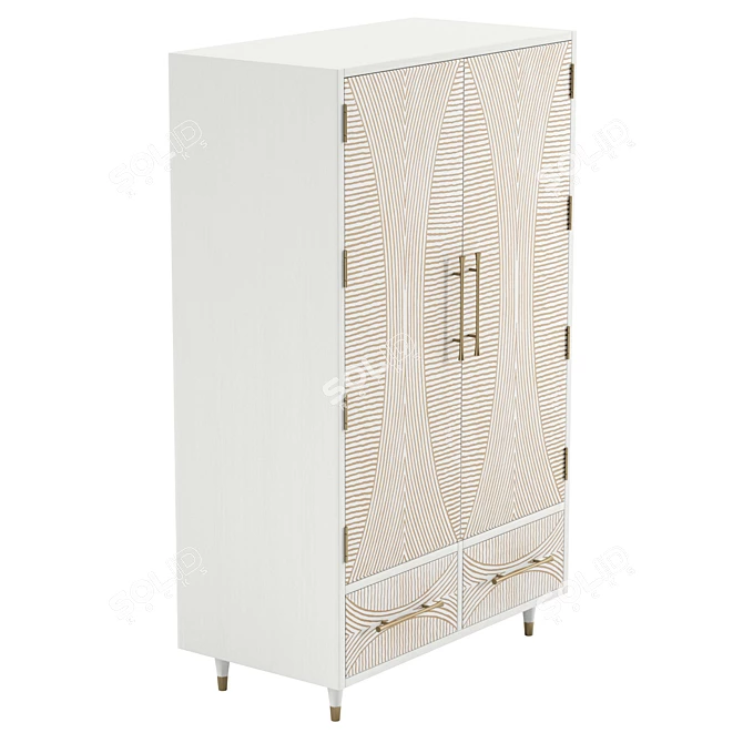 Thalia Carved Armoire 72in Vintage 3D model image 5