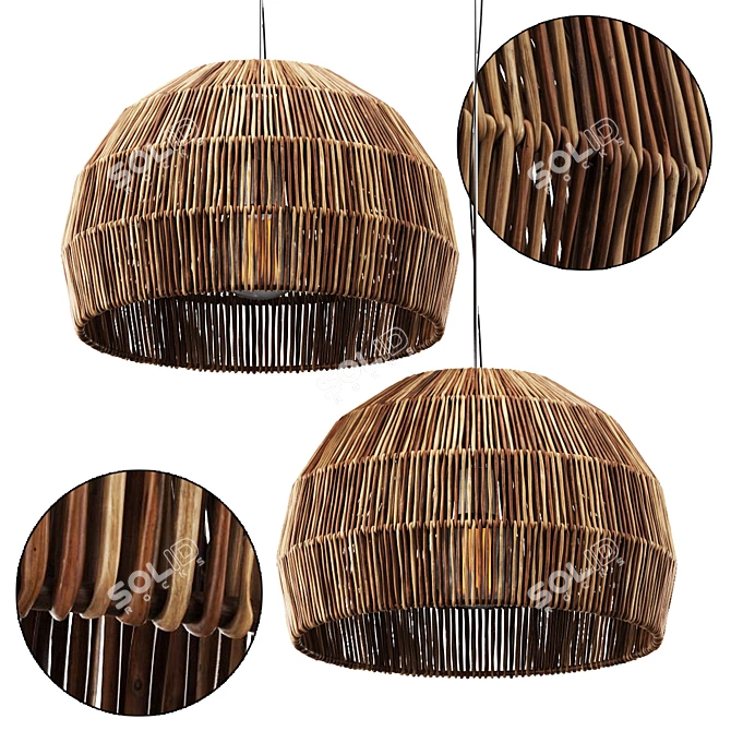 Wicker Lamp Model Bundle Technology 3D model image 1