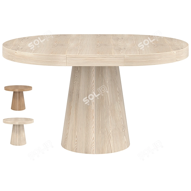 Expandable Japandi Dining Table, 6-Seater 3D model image 1