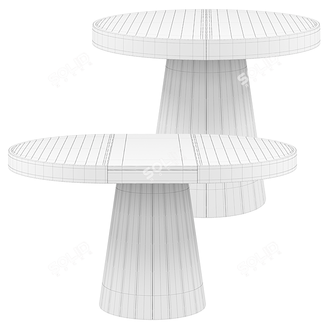 Expandable Japandi Dining Table, 6-Seater 3D model image 5