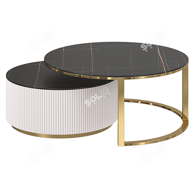 Modern Stone Coffee Table White Gold 3D model image 3