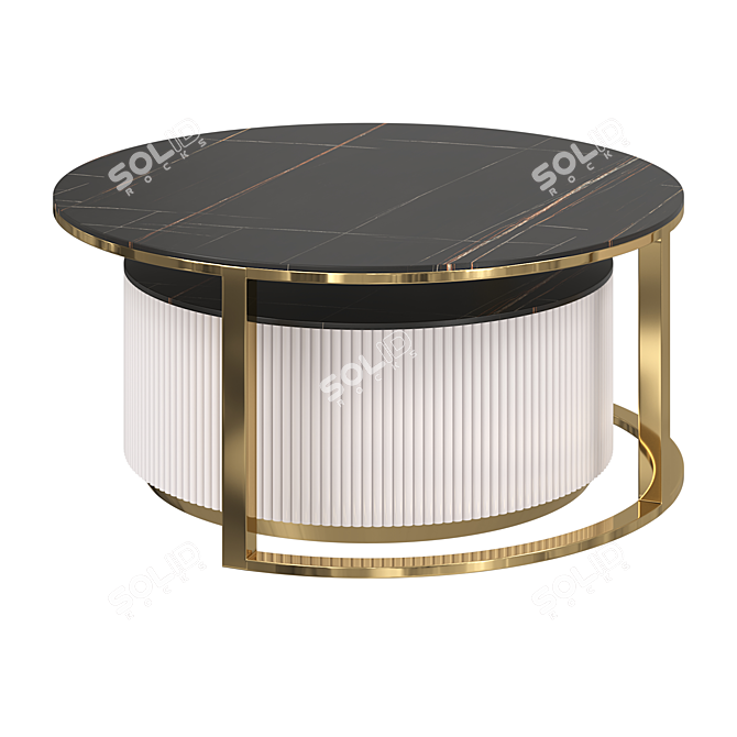 Modern Stone Coffee Table White Gold 3D model image 4