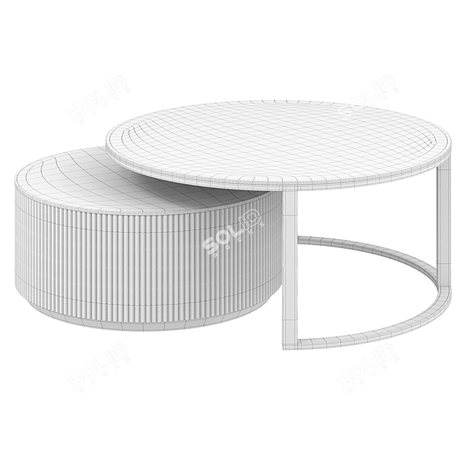 Modern Stone Coffee Table White Gold 3D model image 6