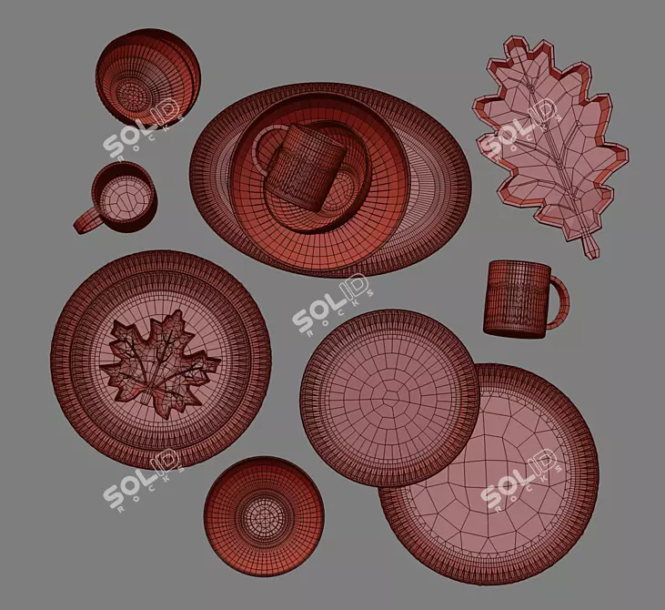 Rustic Ridge Stoneware Dining Set 3D model image 10