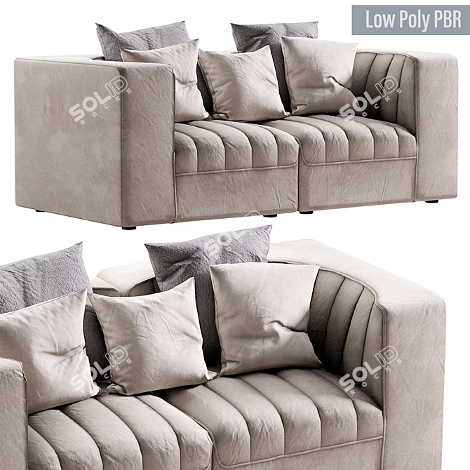 Modern Low Poly Sofa Design 3D model image 1