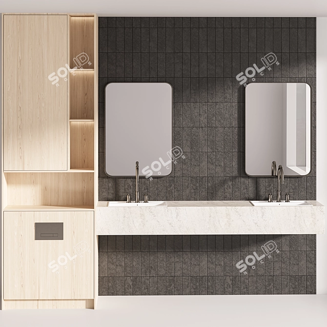 Modern Bathroom Furniture Set 3D model image 1