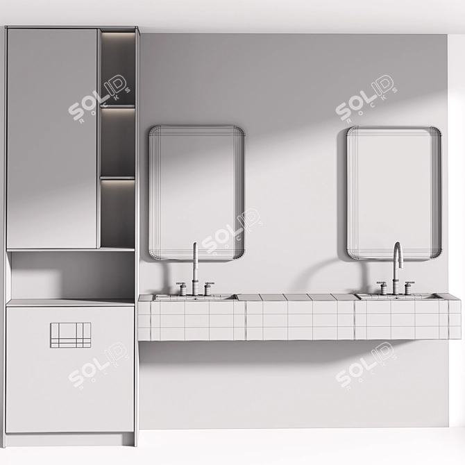 Modern Bathroom Furniture Set 3D model image 4