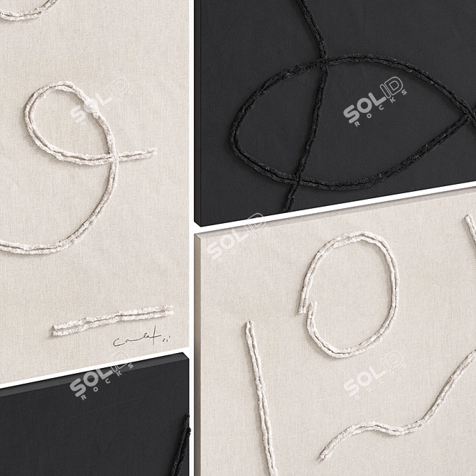 Hand-Embroidered Linen Set: Cosmos & Nymphaeas 3D model image 22