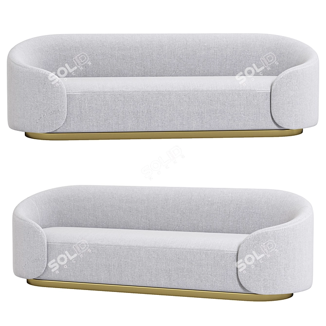 Contemporary Velvet Upholstered Sofa 3D model image 1