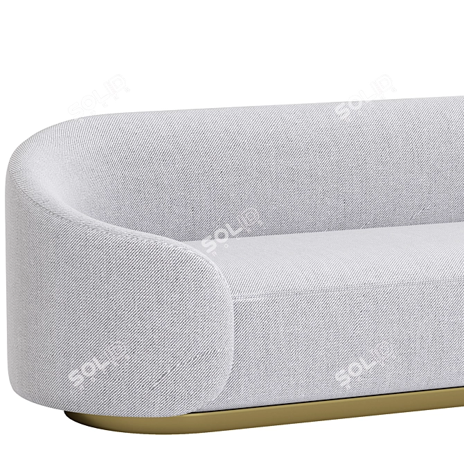 Contemporary Velvet Upholstered Sofa 3D model image 2