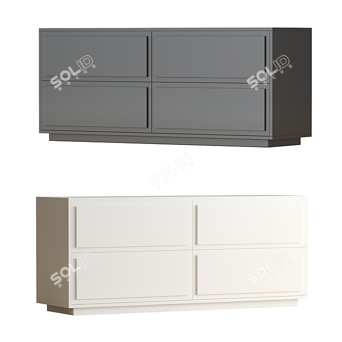 Sleek Modern 4-Drawer Dresser 3D model image 1