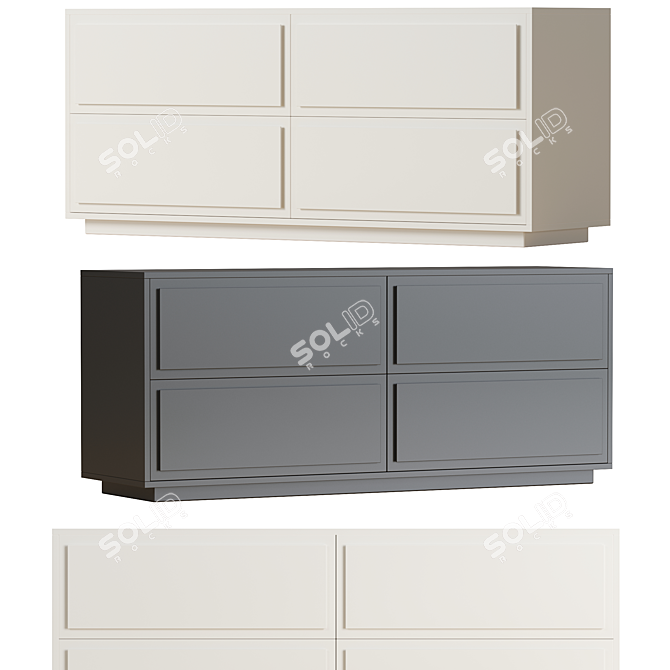 Sleek Modern 4-Drawer Dresser 3D model image 2
