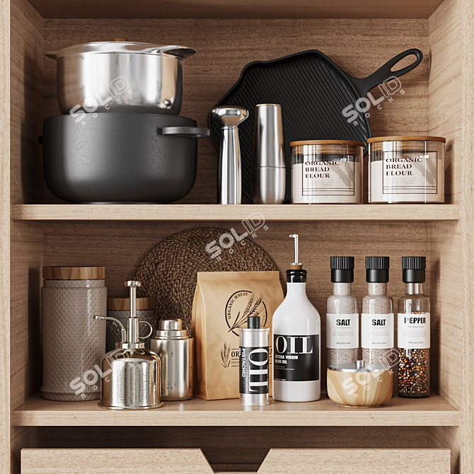 TurboSmooth Kitchen Accessories Set 3D model image 2