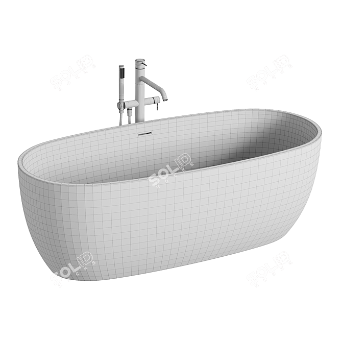 Neoro N80 Freestanding Bath: Easy-Care Elegance 3D model image 3