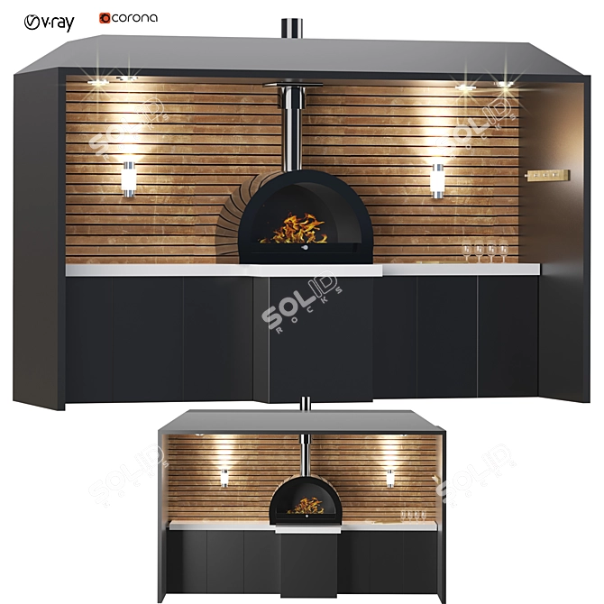 Modern Outdoor Kitchen 3D Model 3D model image 1