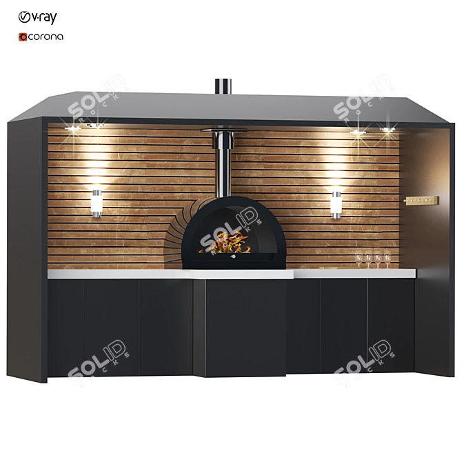 Modern Outdoor Kitchen 3D Model 3D model image 2