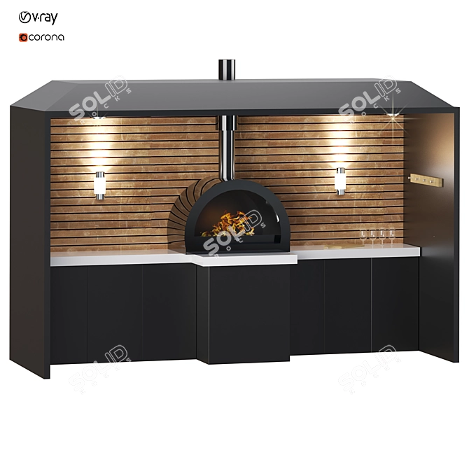 Modern Outdoor Kitchen 3D Model 3D model image 3