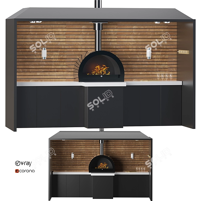 Modern Outdoor Kitchen 3D Model 3D model image 5