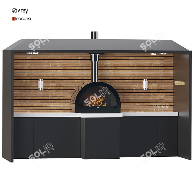 Modern Outdoor Kitchen 3D Model 3D model image 6