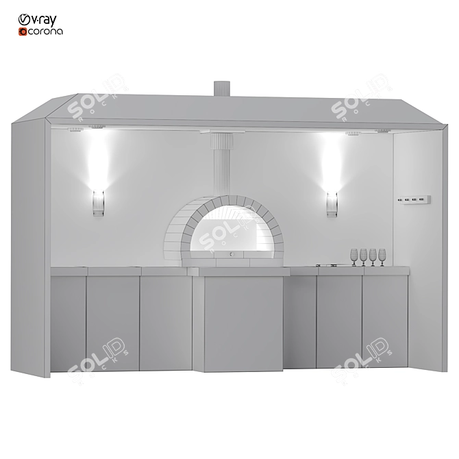 Modern Outdoor Kitchen 3D Model 3D model image 7