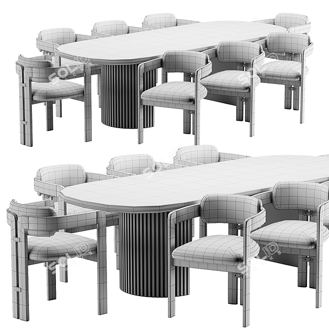  3D Dining Set for Corona Renderer 3D model image 2