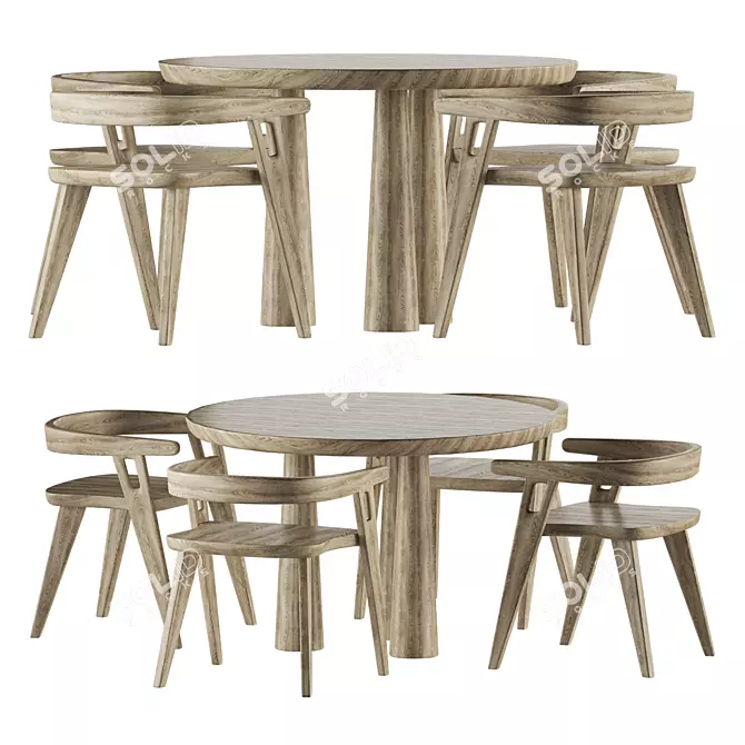 Modern Dining Set by DomoHomo 3D model image 1