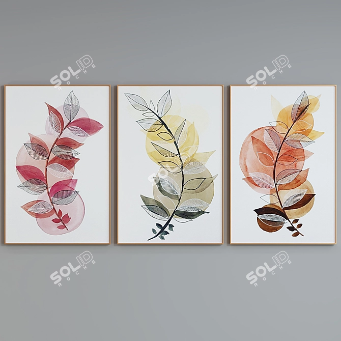 Modern Plant Themed Picture Frames 3D model image 2