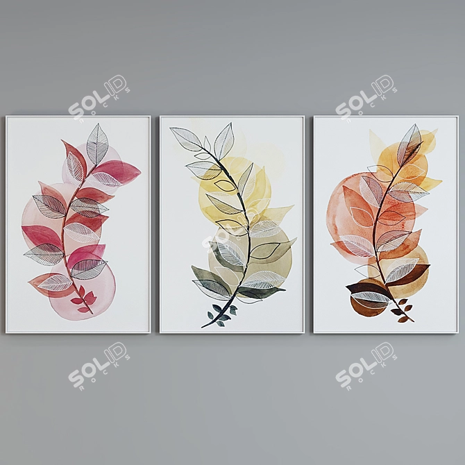 Modern Plant Themed Picture Frames 3D model image 4