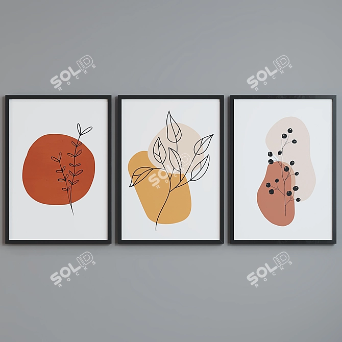 Modern Abstract Picture Frame Set 3D model image 2