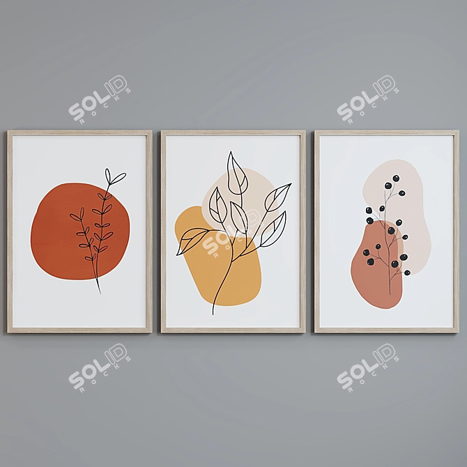 Modern Abstract Picture Frame Set 3D model image 3